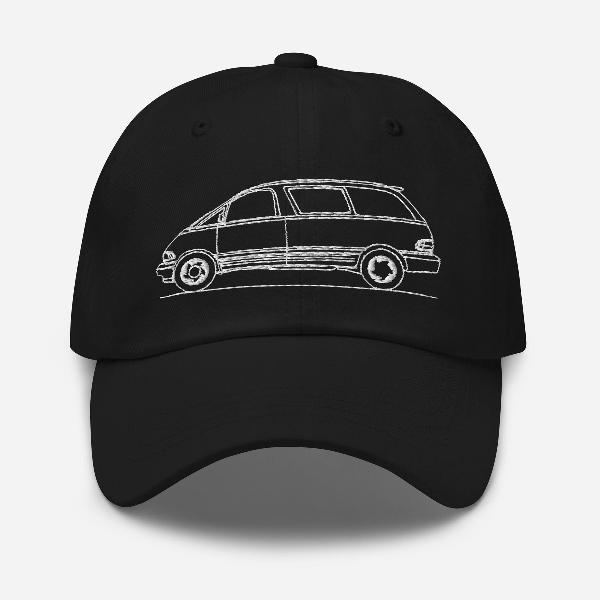 Black dad hat featuring Toyota Previa XR10/XR20 silhouette