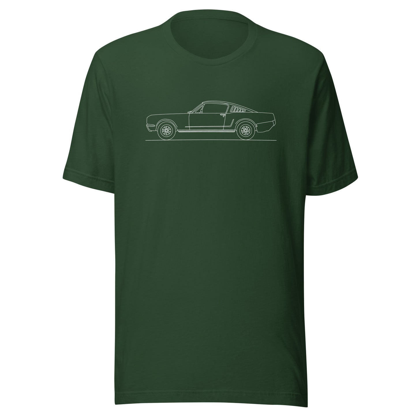 Unisex staple t-shirt featuring 1965 Mustang Fastback