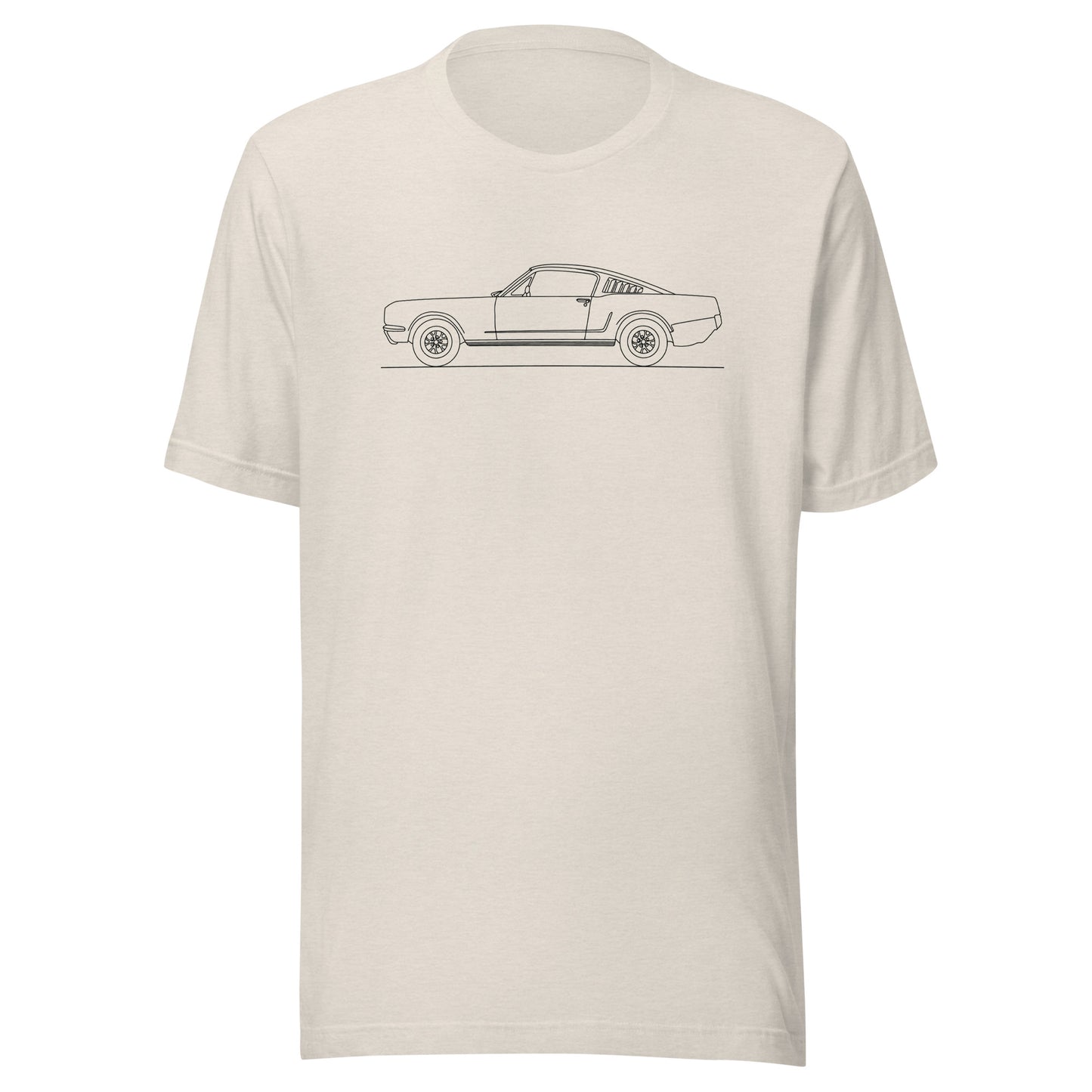 Unisex staple t-shirt featuring 1965 Mustang Fastback