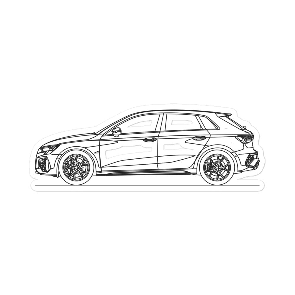 Audi 8Y RS3 Sportback outline sticker on display