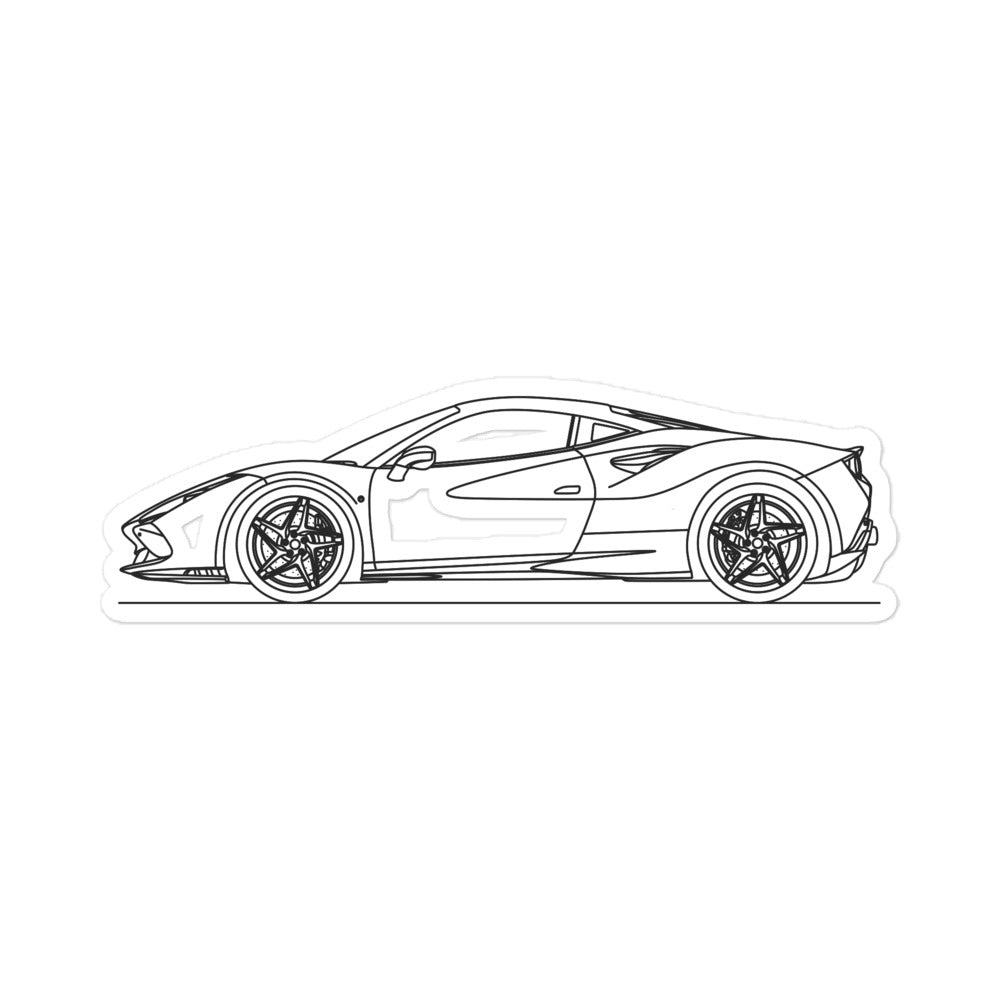 Ferrari F8 Tributo Silhouette sticker design on display