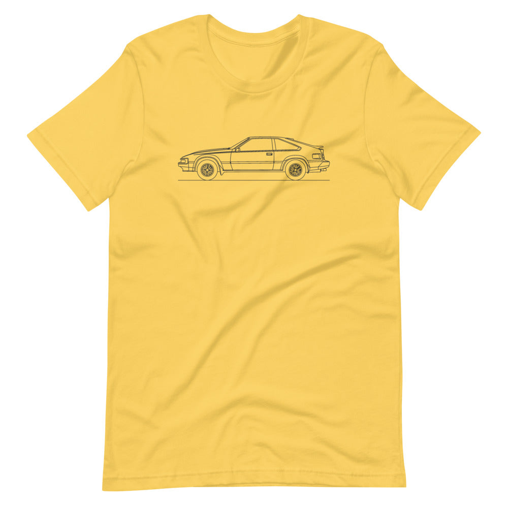 Toyota Supra A60 silhouette t-shirt design close-up