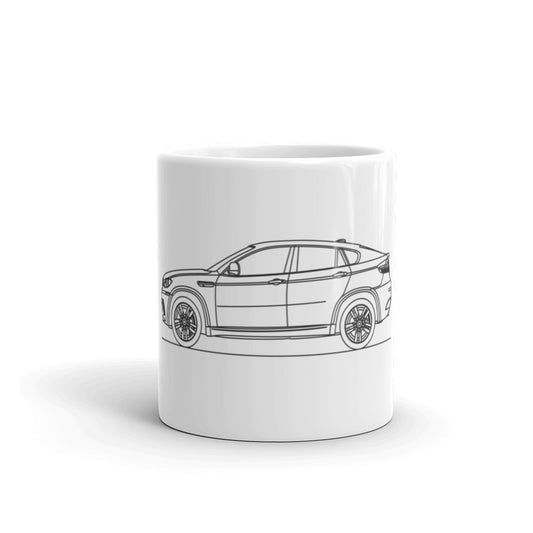 BMW E71 X6M silhouette mug on stylish background