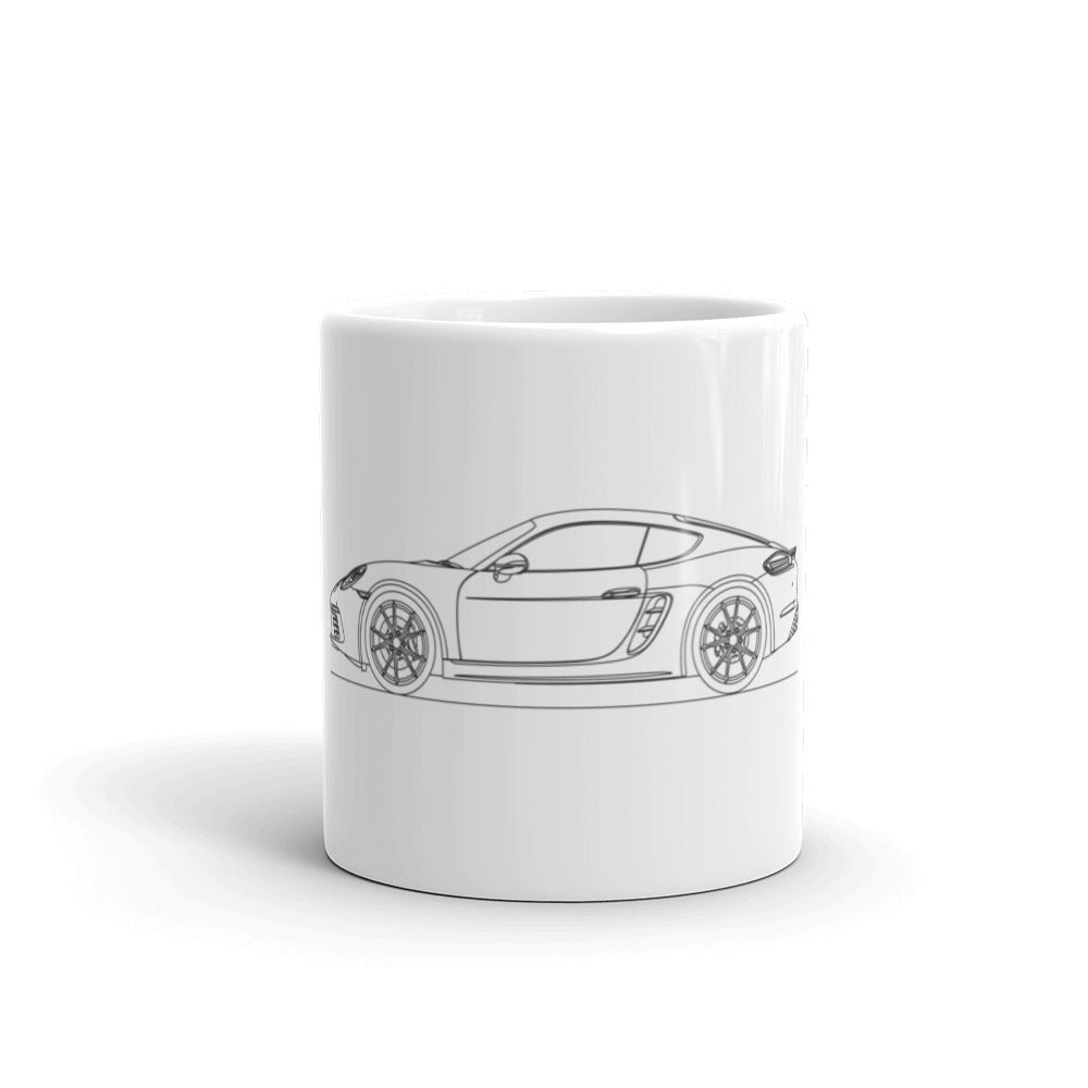 Porsche Cayman S 718 Outline Mug design displayed