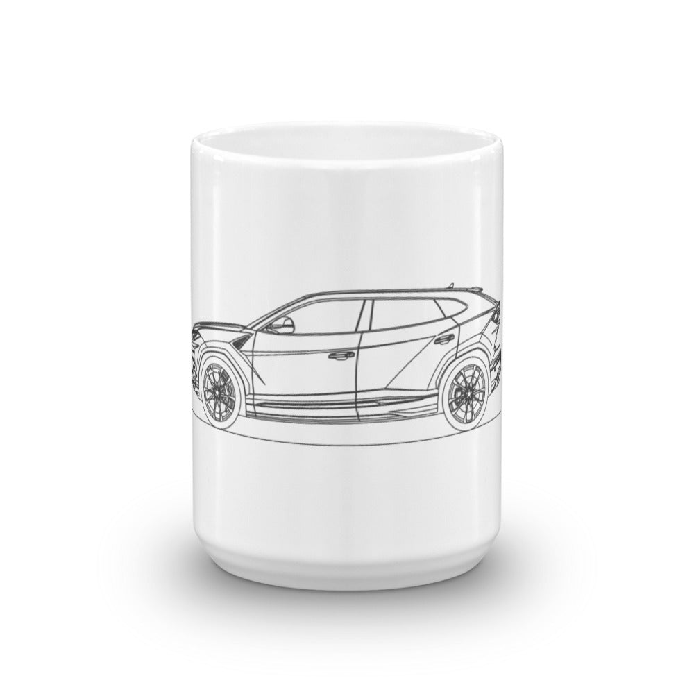 Minimal line art mug design in white