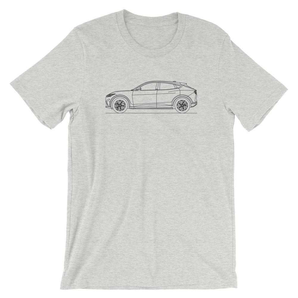 Ford Mustang Mach-E t-shirt design displayed.