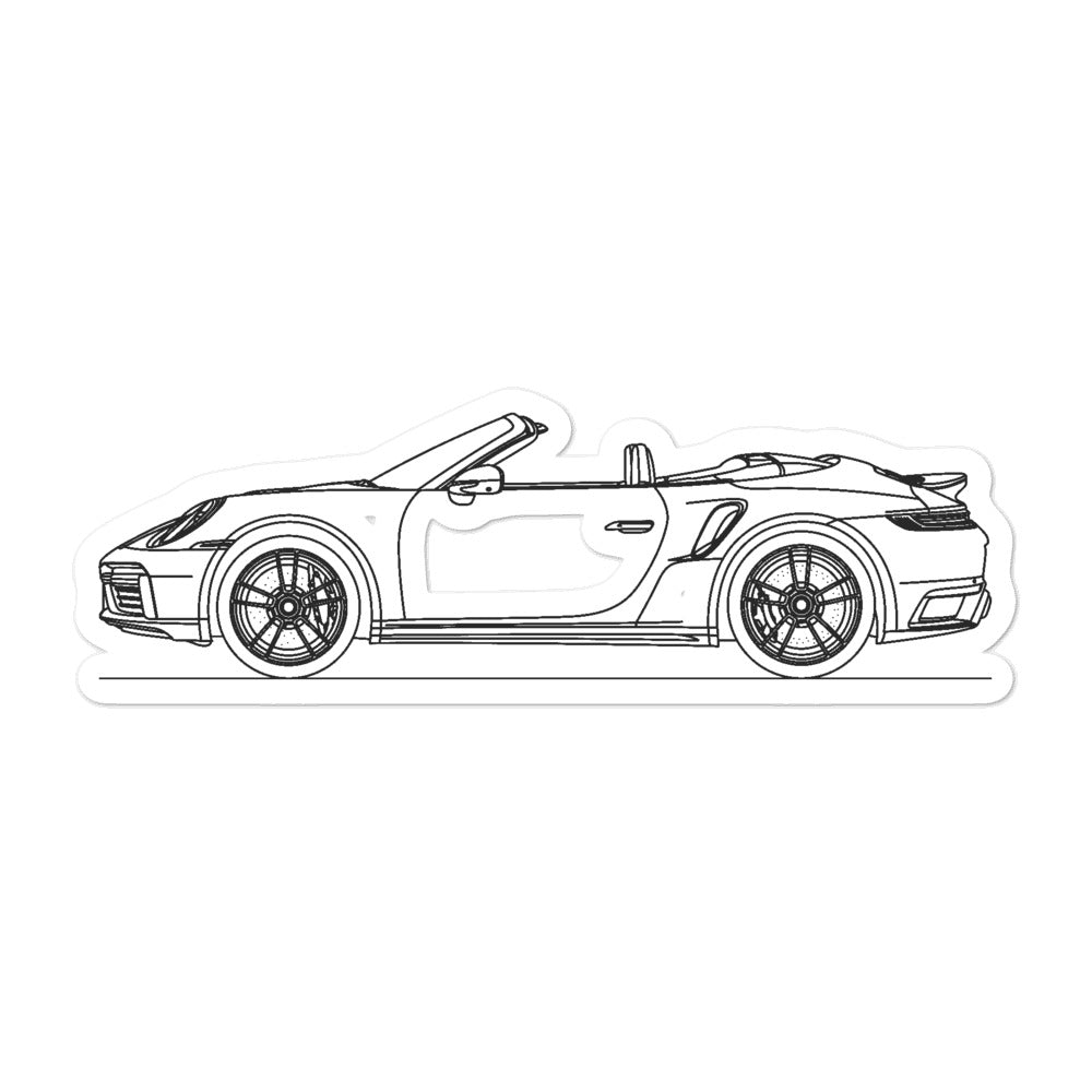 Porsche 911 992 Turbo S Cabriolet Outline sticker design