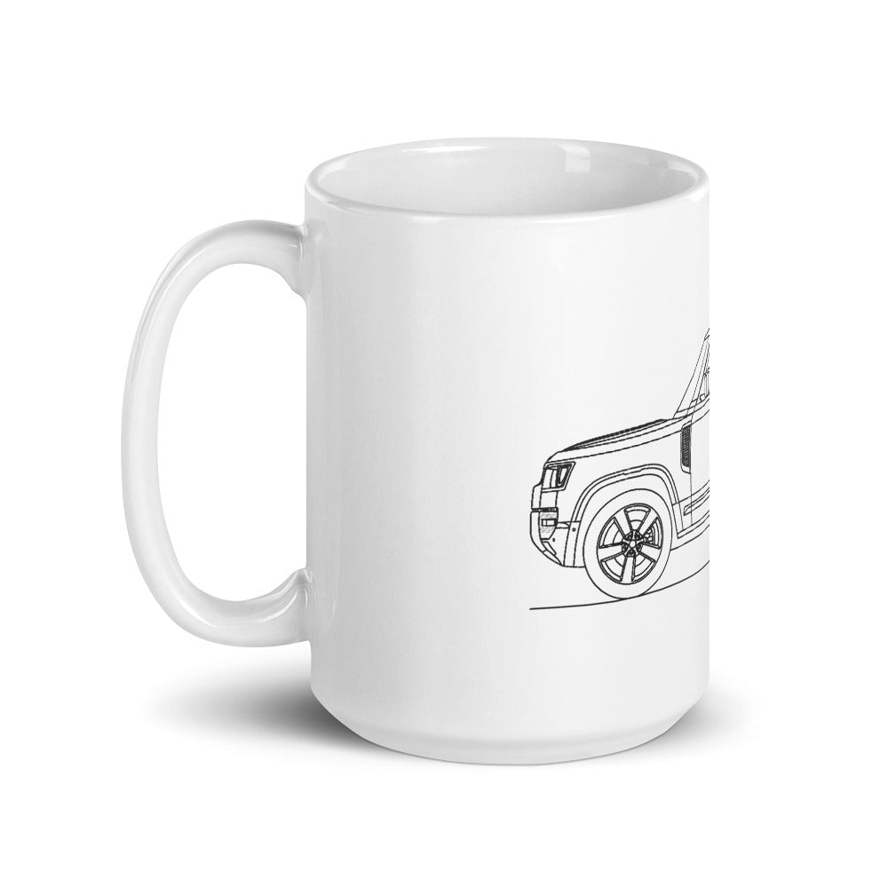 Land Rover Defender 90 mug displayed on table