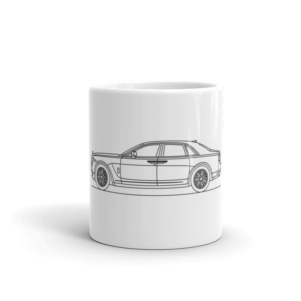 Rolls-Royce Ghost Outline Mug on a table