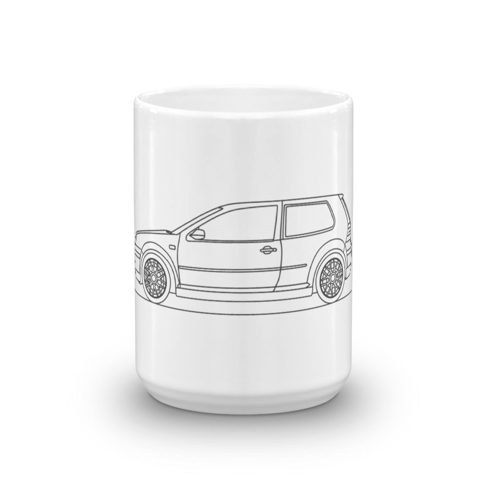 Volkswagen Golf IV GTI mug on display