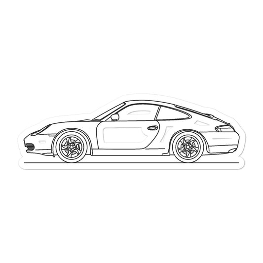 Porsche 911 996 silhouette sticker on laptop