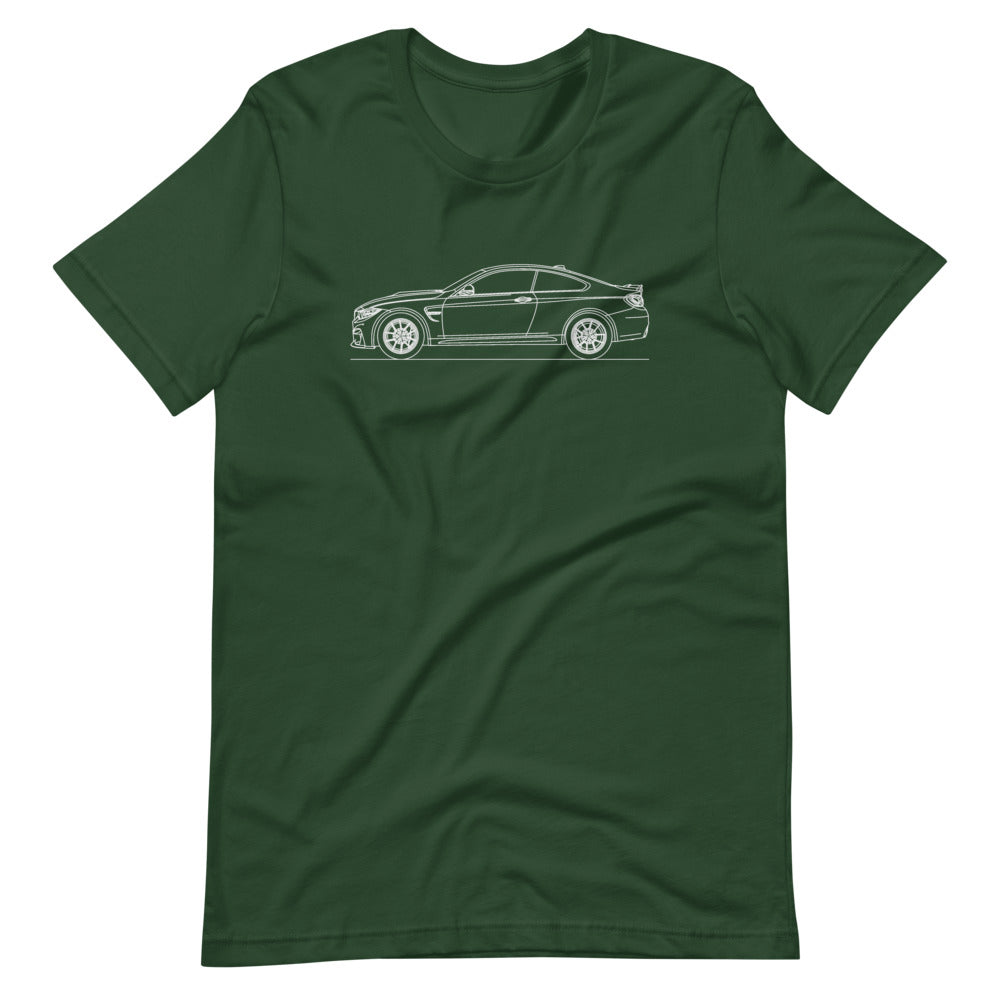 BMW F82 M4 CS silhouette t-shirt design displayed