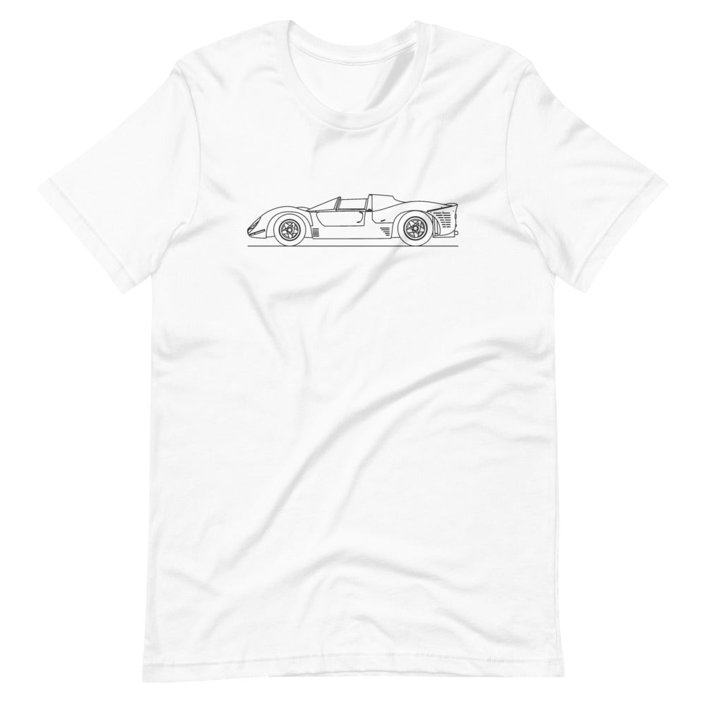 Ferrari 330 P4 t-shirt displayed on fabric