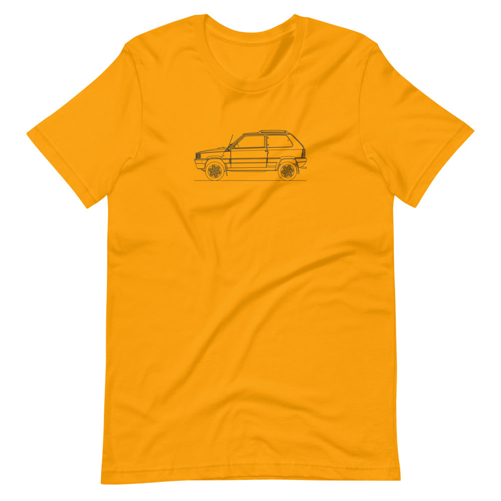 Gold Fiat Panda 4x4 T-shirt for unisex wear