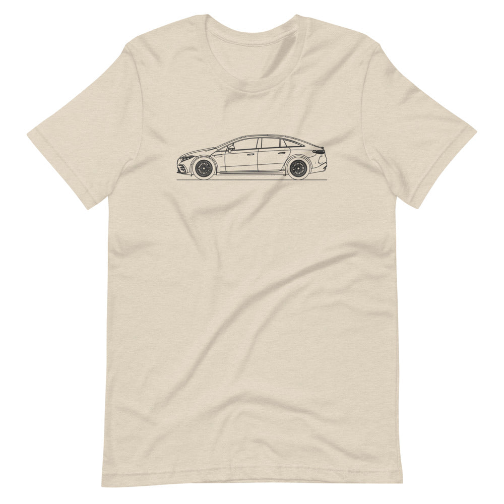 Unisex premium t-shirt featuring Mercedes-Benz EQS design