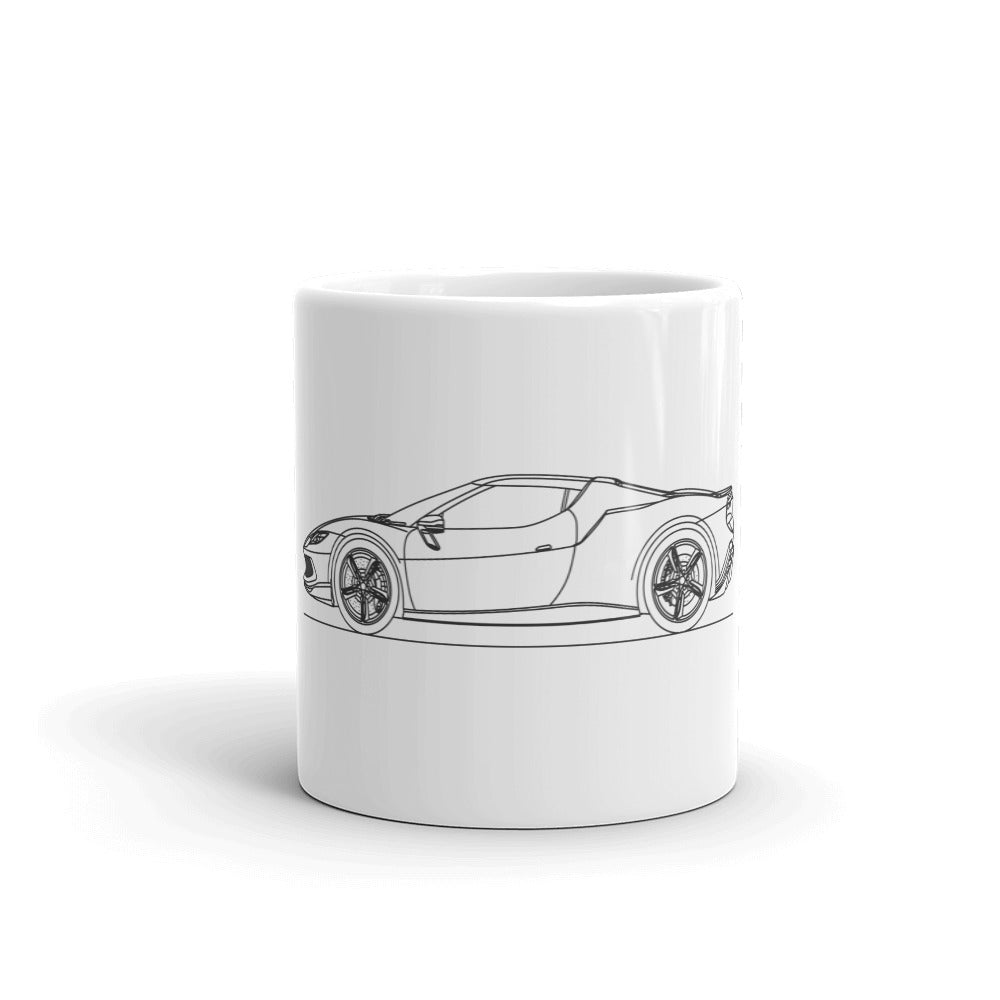 Ferrari 296 GTB mug on a white background