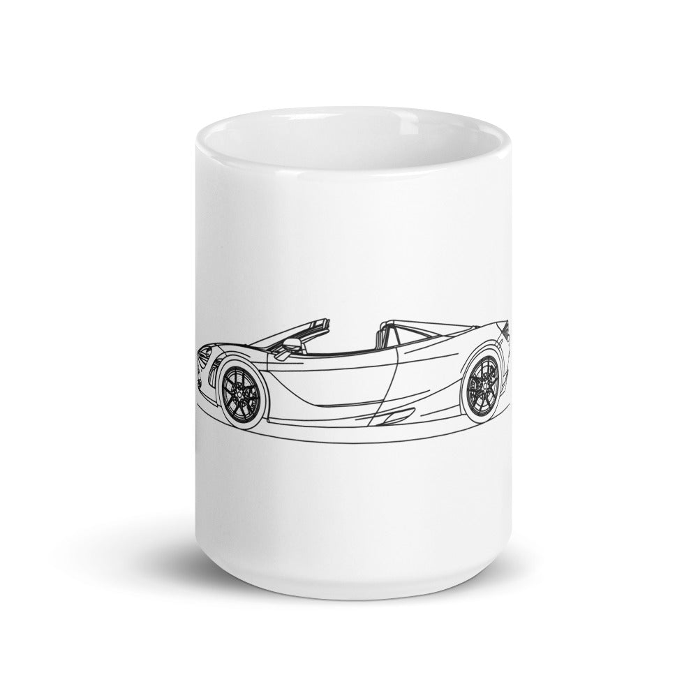 White glossy mug featuring McLaren 720S Spider design