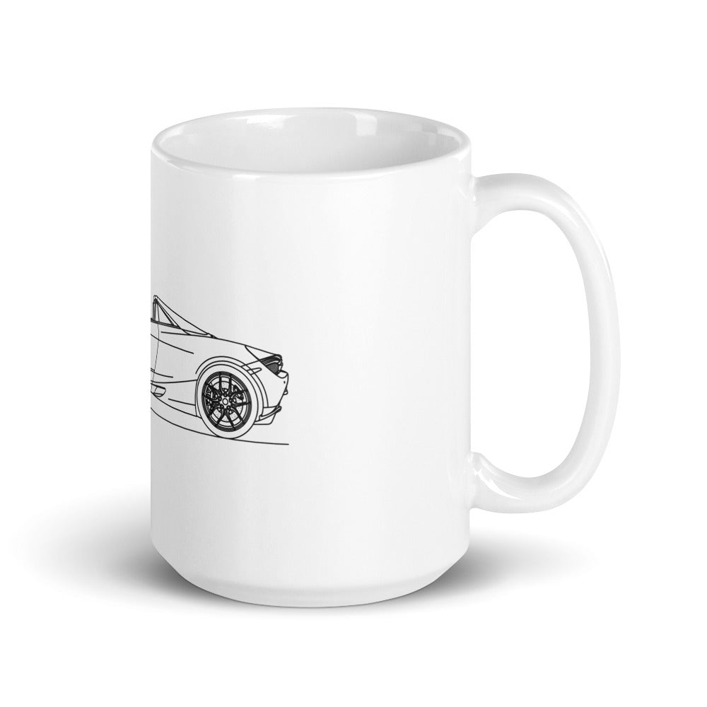 White glossy mug featuring McLaren 720S Spider design